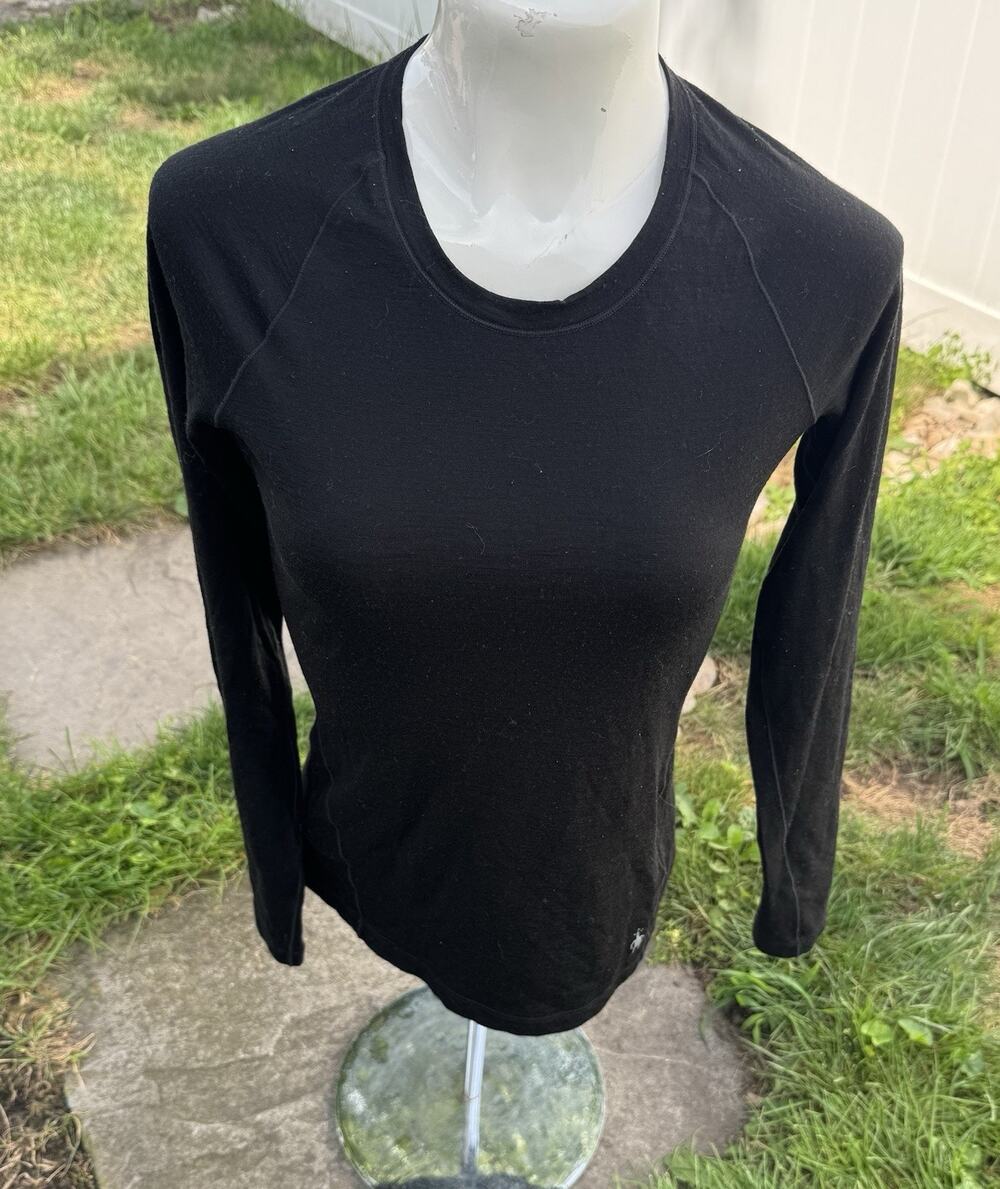 Smartwool Women’s 150 Merino Wool Base Layer Shirt Black Long Sleeve Size XS